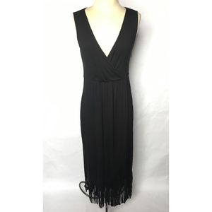 Kate & Mallory Black Wrap Front Knit Maxi Dress